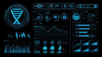 Abstract digital interface with graphic elements and data visualization