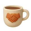 © MufaWorks - Coffee mug with handshake symbol clay art partnership and collaboration concept high quality professional
