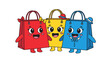 © MumarProject - Cheerful cartoon shopping bags with fun facial expressions showing retail happiness