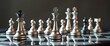 © Chavanlak - Sleek, minimalist chess pieces in metallic silver and black on a reflective surface,  chessboard,  board game