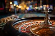 © Rifqi - Close-up of a roulette wheel with chips in a casino featuring a blurred, colorful background, concept for gambling industry, casino promotions and entertainment themes