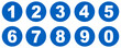 © dlyastokiv - Numbers button circles blue set. Round 1-10 numbers icon