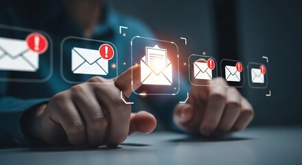 Businessman using smartphone with email marketing and newsletter concept