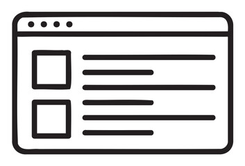 Simple black icon depicting basic web browser interface with tabs and buttons - stock vector