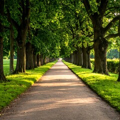  Sunlit pathway lined with trees