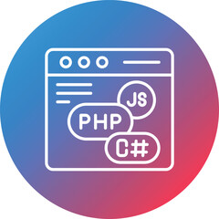 Coding Language Line Gradient Circle Background Icon
