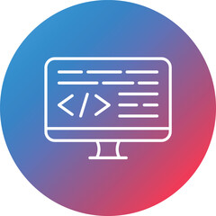 Monitor Line Gradient Circle Background Icon