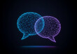 © Zeeshan - Modern communication concept shows glowing interconnected speech bubbles in blue and purple, representing dialogue and digital connection for global business teams