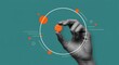 © ekam - Hand Holding Orange Pill with Abstract Graphic Design