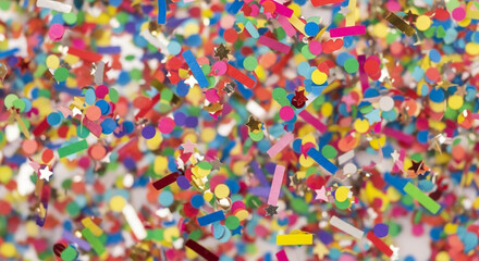 Vibrant confetti exploding in a joyous celebration, creating a festive and dynamic atmosphere for any party or event.