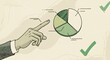 © ekam - Pie Chart Analysis with Pointing Hand: Business Performance Illustration