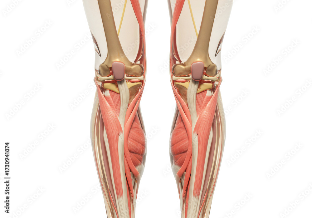 Human leg anatomy isolated, showing bones and muscles of the lower limb ...