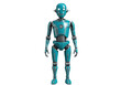 © Hughes - Retro teal robot standing isolated PNG, vintage android character for science fiction and futuristic design projects