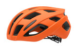 Bright orange bicycle helmet isolated on transparent background, safety gear for cycling and outdoor sports