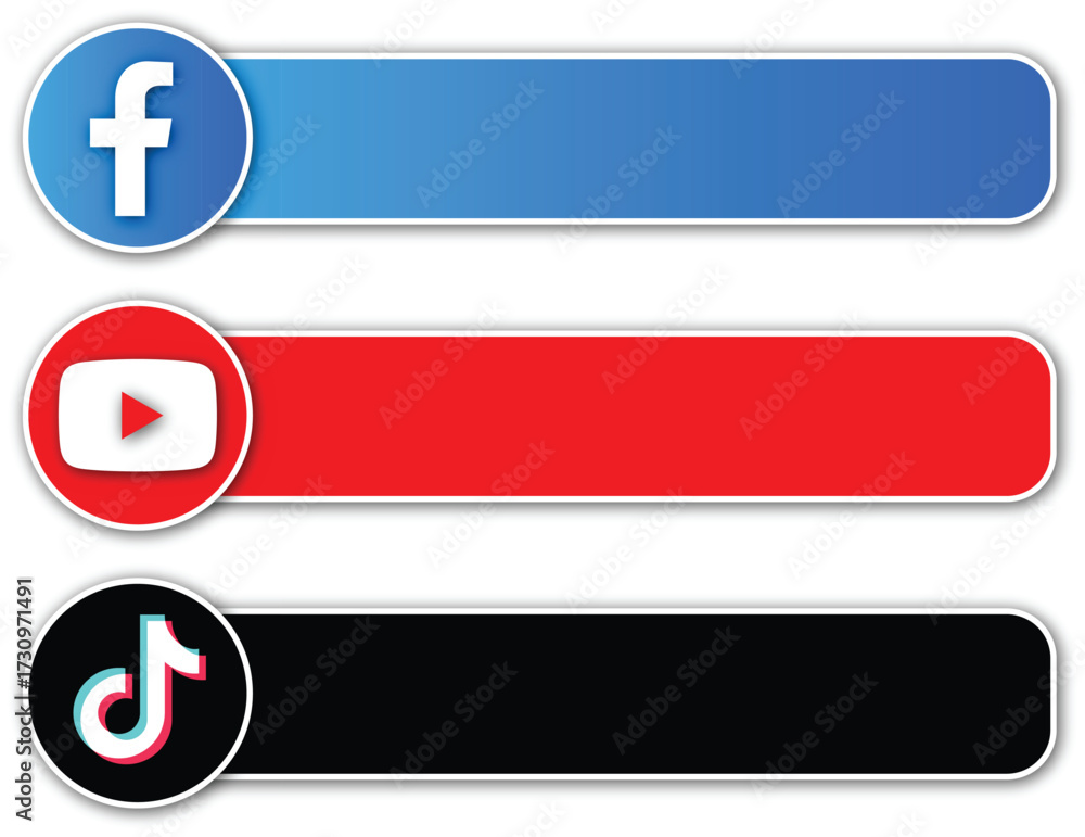 Social media icon buttons. Logos of social networks: Youtube, Instagram ...