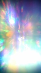 Wall Mural - The crystal prism shimmered with a holographic shine, casting blue glare and a blurry rainbow overlay of light