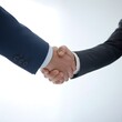 © Magno - Dos empresarios dándose la mano en señal de acuerdo comercial, fondo limpio