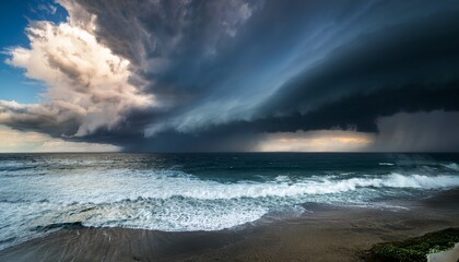 Wall Mural - scenic view of incoming ocean storm