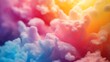 © TAFURA - Close-up of vibrant, fluffy clouds in a spectrum of rainbow colors smoke mist