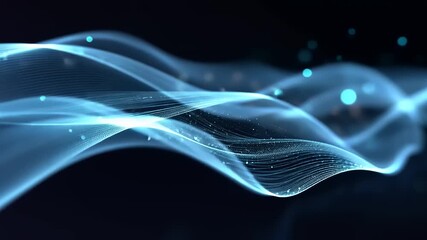 Wall Mural - Abstract flowing waves of light and particles in a dark background, creating a sense of movement and depth