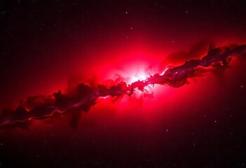 Wall Mural - Vast cosmic expanse, red nebula dominates, stars scattered, giant luminous nebula glows, nebulae, red nebula
