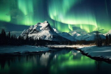 Wall Mural - Mountain outdoors nature aurora.