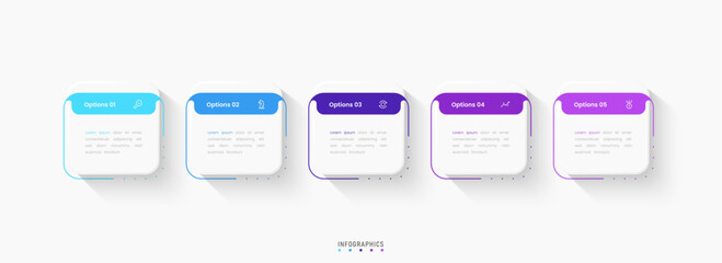 Wall Mural - Vector Infographic label design template with icons and 5 options or steps. Can be used for process diagram, presentations, workflow layout, banner, flow chart, info graph.