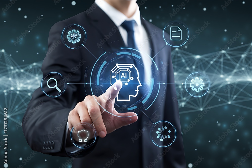 AI agent and generative artificial intelligence. Robotic processes ...