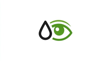 Modern abstract green eye symbol with black drop shape representing vision, insight, and clarity for innovative business solutions and technology concepts