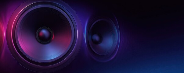 Canvas Print - Abstract speaker cones with vibrant neon glow and dynamic lighting