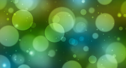 Abstract glowing green and blue bokeh lights background