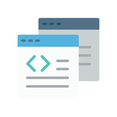 Stylized website interface illustration with code symbol on screen