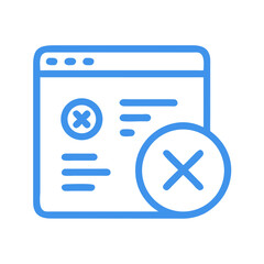Error message symbol in browser window icon illustration