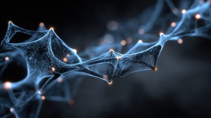 Canvas Print - Futuristic Visualization of Glowing Blue Neural Network Design