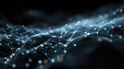 Poster - Futuristic Visualization of Glowing Blue Neural Network Abstract