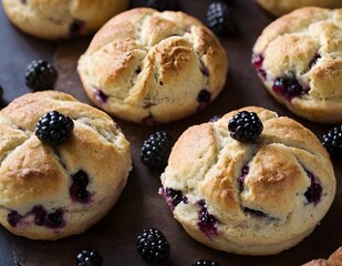 Wall Mural - batch of delicious blackberry scones