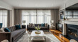 © Aziezah - Elegant living room interior with gray sofas