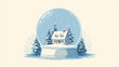 © Tohamina - A winter snow globe holds a charming house and snowy pine trees inside its glass sphere with snow falling
