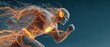 © James - Dynamic runner bursts with energetic light trails, a modern concept for speed, agility, and power in sports, technology, or innovation projects
