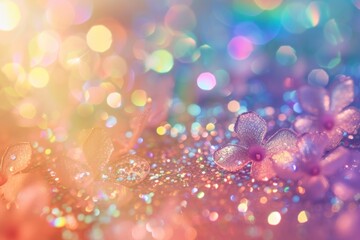Wall Mural - Holographic flower texture background glitter backgrounds illuminated.