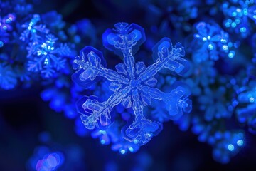 Wall Mural - Bioluminescence Snowflake background snow blue backgrounds.