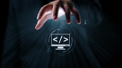 Modern web development concept featuring coding symbols, web development process, web development interface, and web development tools with futuristic design. Elide