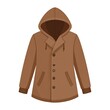 © ONE - Brown hooded button-front coat, long sleeves, pockets