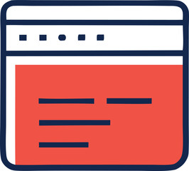 Stylized depiction of a digital interface or web page with content blocks and navigation elements for digital design and web development concepts
