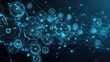 © davidolgade - Dynamic glowing blue network of interconnected gears and nodes symbolizes complex technological innovation and data flow.