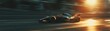 © master1305 - Formula 1 car in golden sunset light racing with glowing reflections and speed. Concept of motorsport passion, branding, lifestyle, advertising, and emotional speed.
