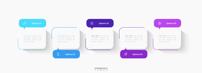 Wall Mural - Vector Infographic label design template with icons and 5 options or steps. Can be used for process diagram, presentations, workflow layout, banner, flow chart, info graph.