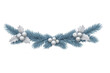 © PNG Kingdom  - Winter holiday garland with frosty blue pine needles, white holly leaves, and reflective silver berries, ready for design