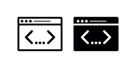Edit Code Icon, Browser Window Editor Vector for Developers, Web UI, Software, HTML, Programming, App Interface