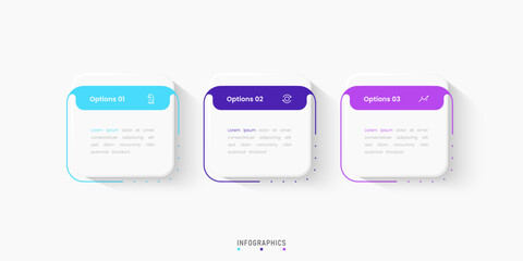 Wall Mural - Vector Infographic label design template with icons and 3 options or steps. Can be used for process diagram, presentations, workflow layout, banner, flow chart, info graph.